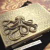 Corner Octopus Cigarette Case Oversized Business Card Holder Gothic Victorian Steampunk Vintage Inspired Antiqued Gold Brass Tone Metal steampunk buy now online