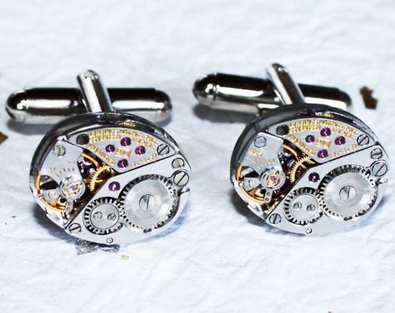 LONGINES Men Steampunk Cufflinks - Luxury Swiss Silver Vintage Watch Movement Steampunk Cufflinks / Watch Cuff Links - Wedding Gift for Him steampunk buy now online