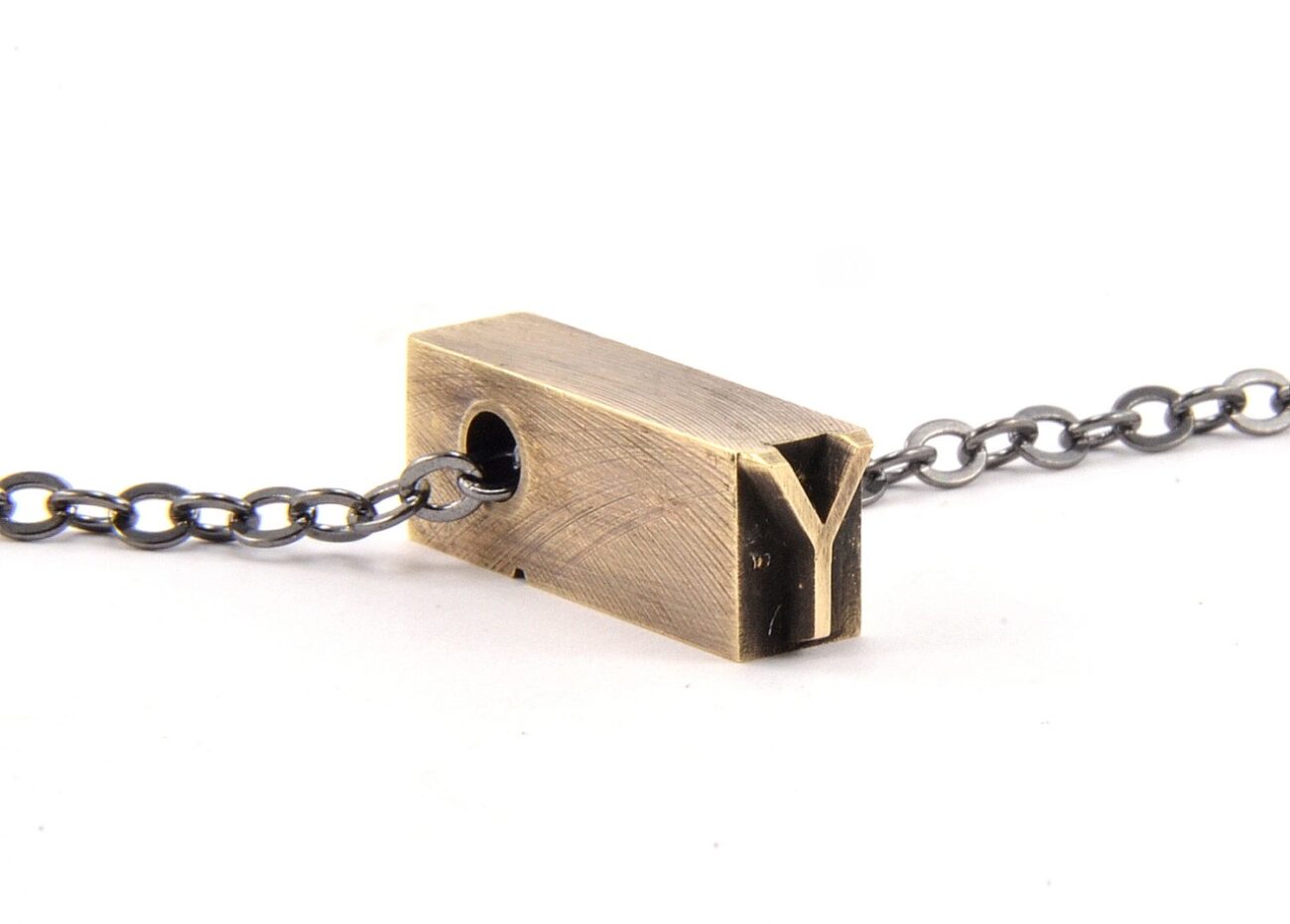 Letter Y Letterpress Necklace - Brass Initial Personalized - Other Letters Available GDJ steampunk buy now online