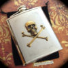Skull Flask Antiqued Brass Skull & Crossbones Pirate Flask Gothic Victorian Steampunk Flask Vintage Inspired Holds 6 oz Hip Flask New steampunk buy now online