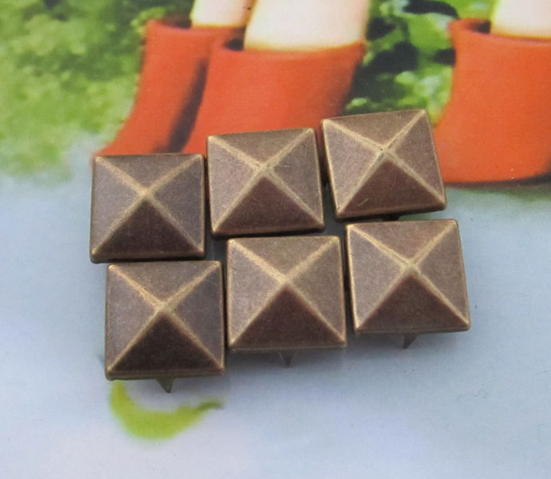 DIY Pyramid Stud--100 pcs 12mm Steampunk antique bronze Square pyramid studs(4 legs) steampunk buy now online