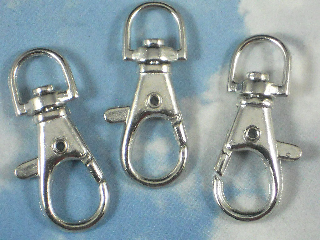 BuLK 20 Large Silver Swivel Lobster Claw Clasps Steampunk 38mm Lanyard Purse Clips (P028 -20) steampunk buy now online
