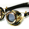 STEAMPUNK GOGGLES black leather polished brass gears FLEX Solid Frames steampunk buy now online