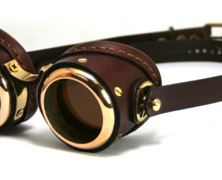 STEAMPUNK GOGGLES brown leather polished brass SMPL Solid Frames steampunk buy now online