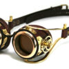 STEAMPUNK GOGGLES brown leather polished brass gear FLEX Solid Frames steampunk buy now online