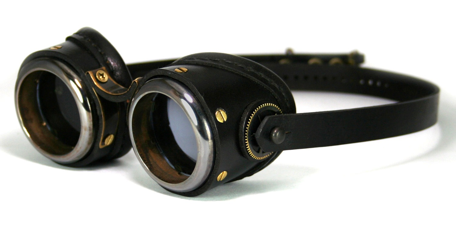 STEAMPUNK GOGGLES black leather blackened brass SMPL Solid Frames steampunk buy now online