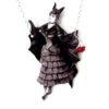 Victorian Vampire Bat Necklace Black White Statement Gothic Jewelry Whimsical Costume Halloween Customize Large Pendant Vintage Wearable Art steampunk buy now online