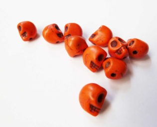 Orange Skull Beads For Jewelry Out of Dyed Howlite steampunk buy now online