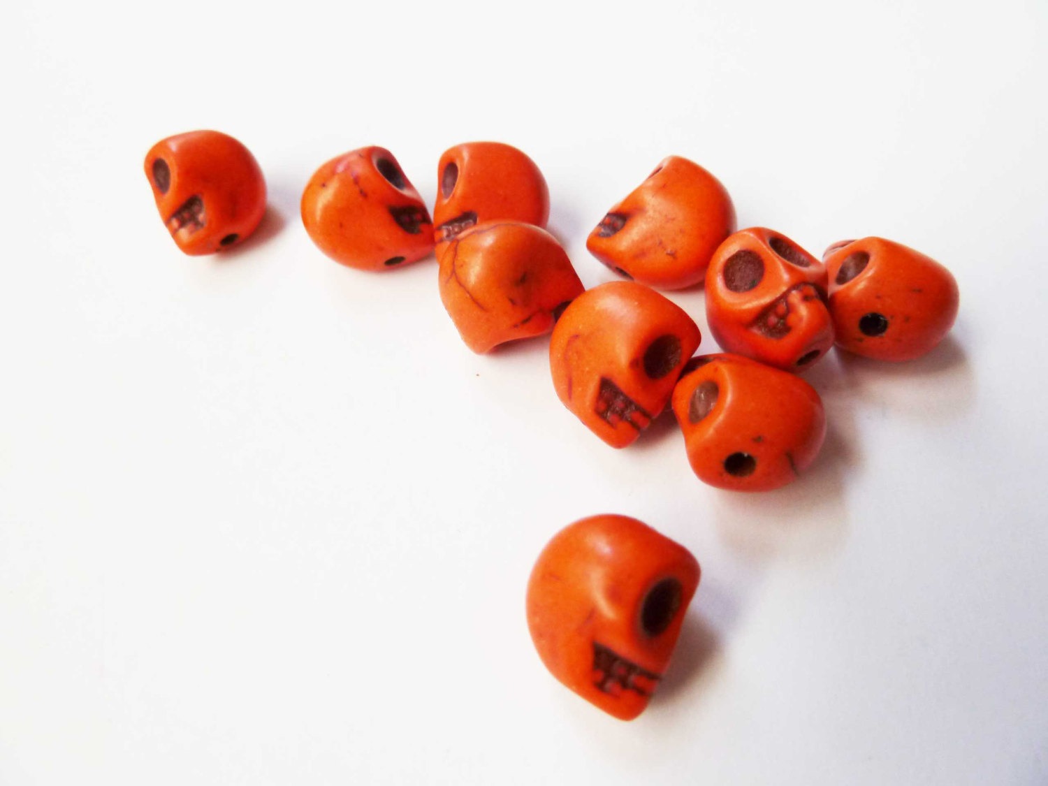 Orange Skull Beads For Jewelry Out of Dyed Howlite steampunk buy now online