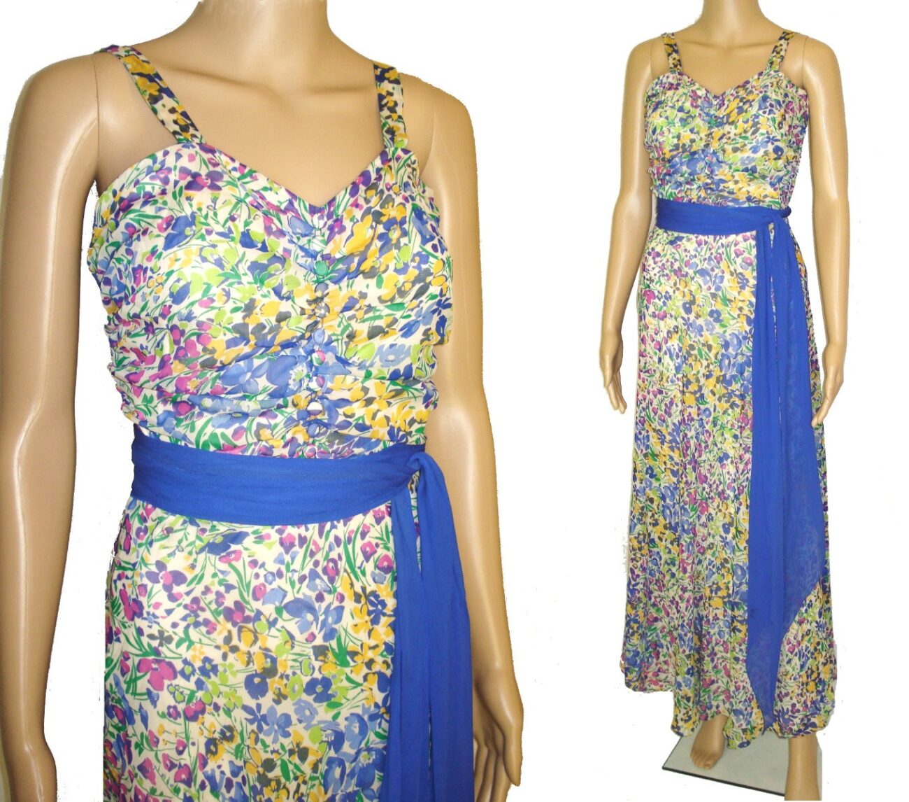 Vintage 1930s Dress . Evening Gown Formal Stunning Floral Novelty Print Art Deco Garden Party Old Hollywood Avant Garde Lined Art Nouveau steampunk buy now online