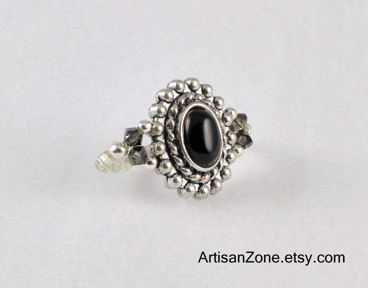 Vintage Look Black and Silver Stretch Fun Ring steampunk buy now online