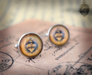 Cufflinks - Gothic- Steampunk "Sacred heart - EX VOTO" - vintage style - hand made - Gift for Him - steampunk buy now online