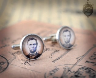 Cufflinks - Gothic- Steampunk "President Abraham Lincoln" - vintage style - hand made - Gift for Him - steampunk buy now online