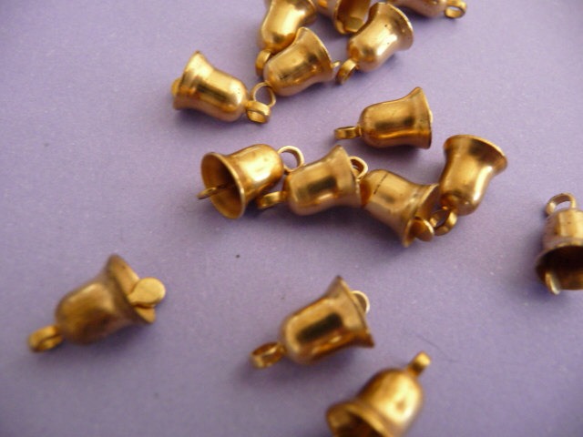 Small Brass Bells - Vintage Mechanical Charms - Raw Brass (12) steampunk buy now online