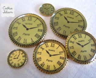 Watch Faces - set of 6 - gold - Vintage Look - Altered Art, Scrapbooking,Jewelry Making steampunk buy now online