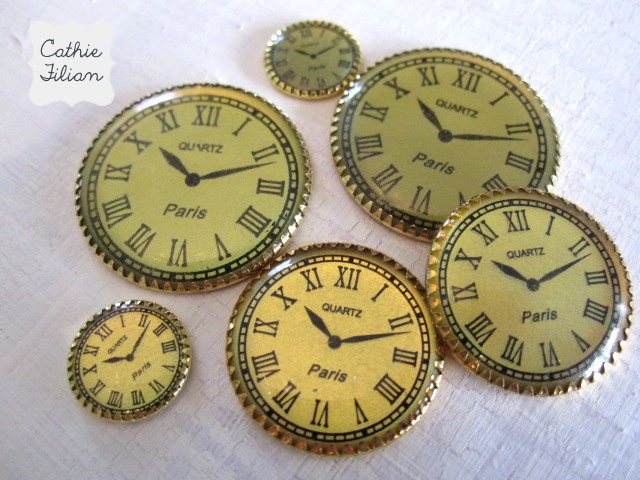 Watch Faces - set of 6 - gold - Vintage Look - Altered Art, Scrapbooking,Jewelry Making steampunk buy now online