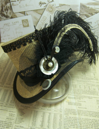 The Timeless Classic - decoupage mini top hat made with antique paper and vintage trimmings steampunk buy now online