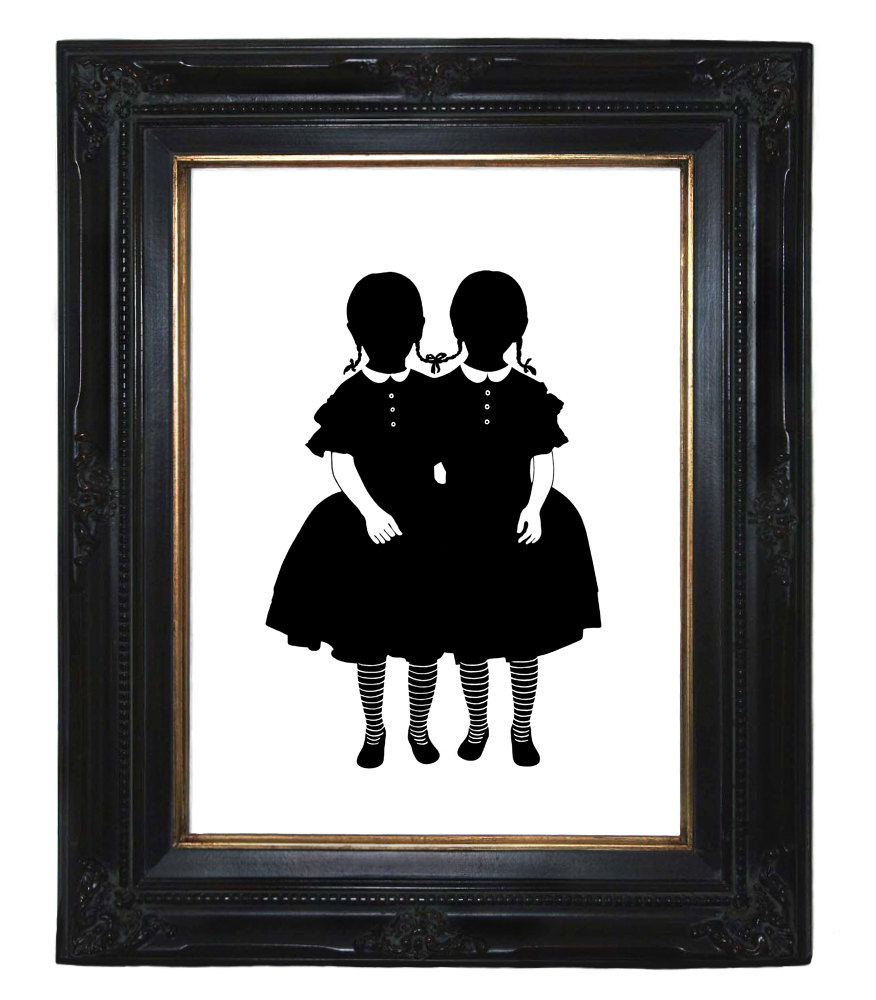 Silhouette conjoined twins girls Victorian Steampunk Siamese art print steampunk buy now online