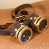 Steampunk goggles Brown leather brass rims and IRIS APERTURES on both sides steampunk buy now online