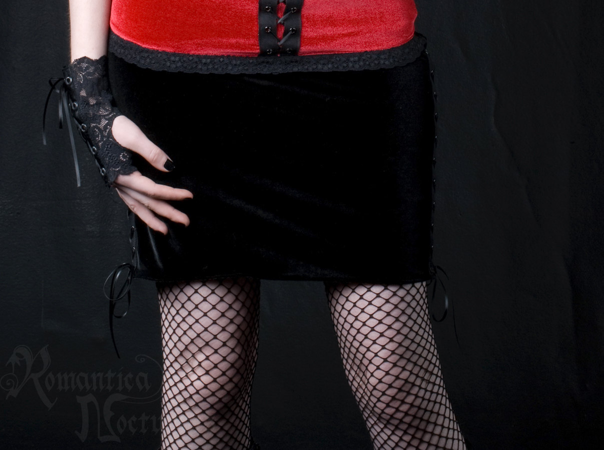 Velvet short skirt with lacing detail steampunk buy now online