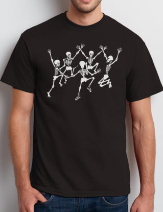 Dancing Skeletons Men's T-shirt, Black Unisex t-shirt, glo ink, Mens graphic tee, Gift for Him steampunk buy now online