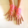 Watermelon pinkish orange fingerless lace gloves free ship steampunk buy now online
