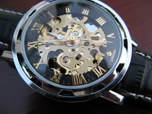 Elegant Luxury Automatic Mechanical Wrist Watch with Black Leather Wristband - Steampunk - Best Man - Groomsmen Gift - Watch - Item MWA08 steampunk buy now online