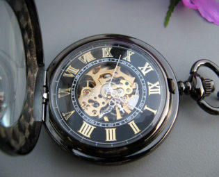 Premium Victorian Black & Gold Mechanical Pocket Watch with Watch Chain - Men - Groomsmen - Steampunk - Watch - Item MPW295 steampunk buy now online