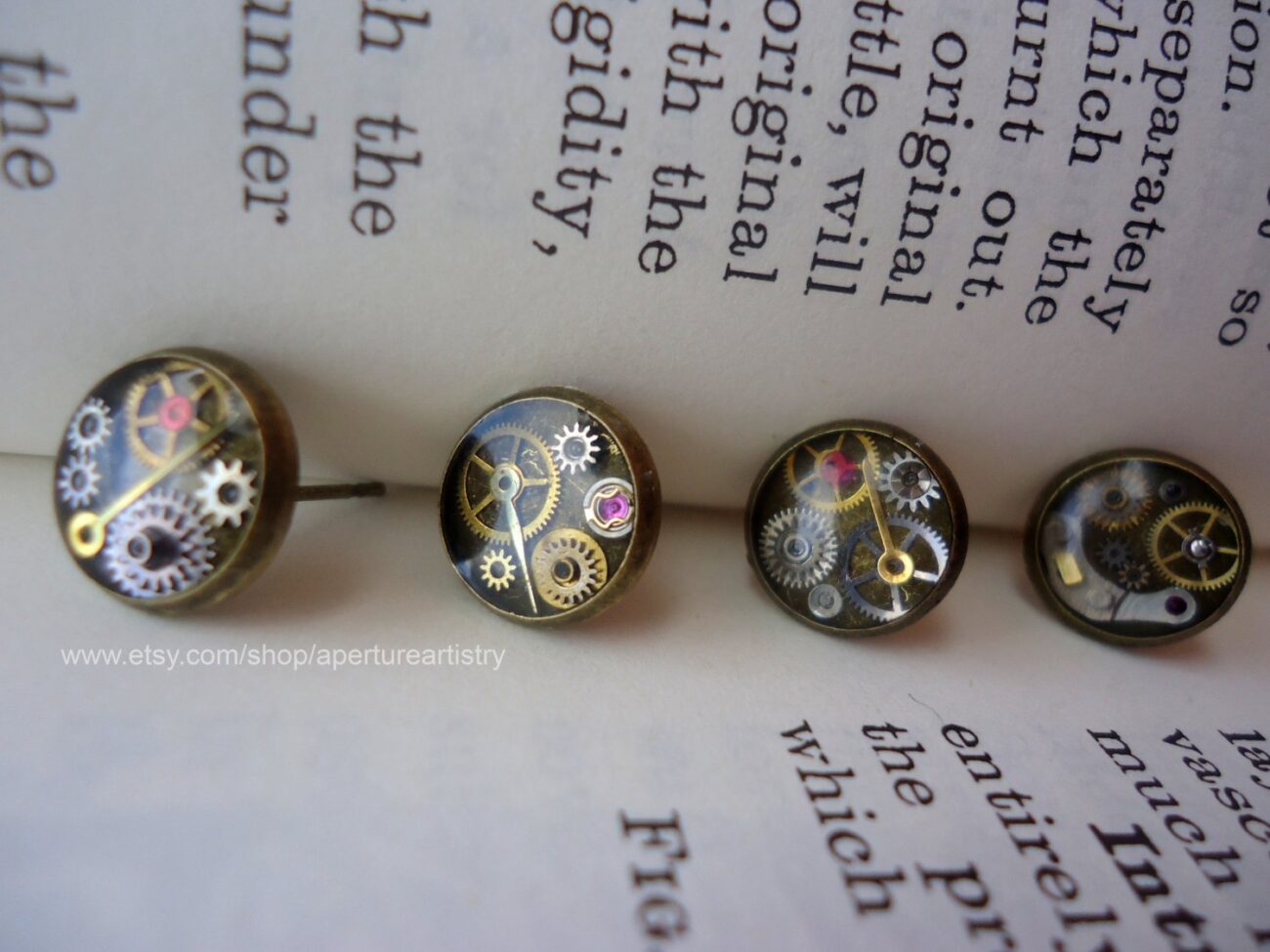 Clockwork Steampunk mini stud earrings. steampunk buy now online
