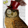 Owl with Top Hat, Wall Art Art Print Giclee Print Acrylic Painting Illustration Steampunk Owl wall art wall decor Wall Hanging steampunk buy now online