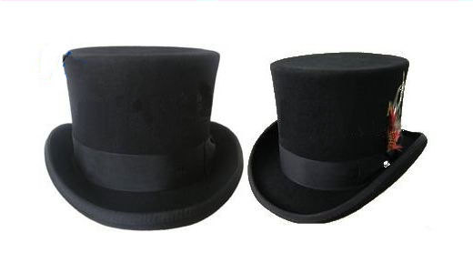 STTHBA - Black Wool Felt Top Hat in sizes 55-61cm circumference. steampunk buy now online