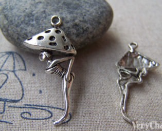 10 pcs of Antique Silver Mushroom Hat Lady Charms 16x35mm A1556 steampunk buy now online