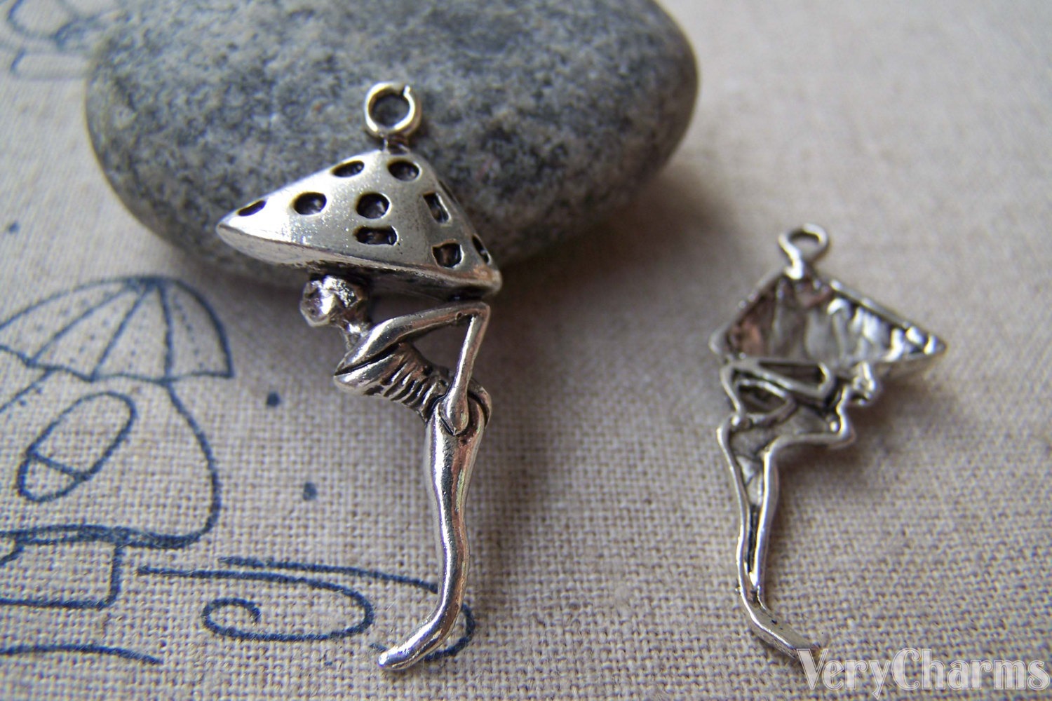 10 pcs of Antique Silver Mushroom Hat Lady Charms 16x35mm A1556 steampunk buy now online