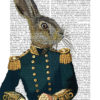 Lieutenant Hare : Military Print, rabbit print Wall Art Wall Decor, steampunk hare art print gift for men him digital painting steampunk buy now online
