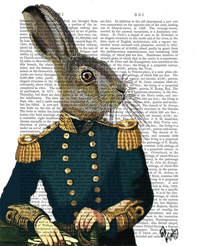 Lieutenant Hare : Military Print, rabbit print Wall Art Wall Decor, steampunk hare art print gift for men him digital painting steampunk buy now online