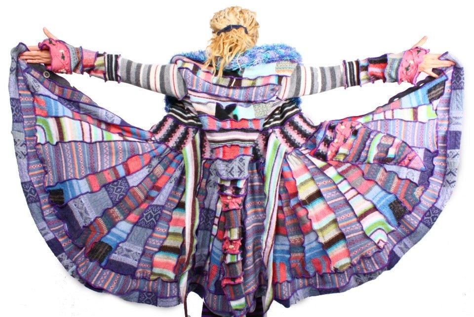 Recycled Sweater -Jumper - Psychedelic Patchwork CIrcus Coat TUTORIAL by Katwise steampunk buy now online