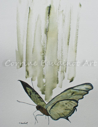 abstract green butterfly watercolor painting 11x14 steampunk original steampunk buy now online