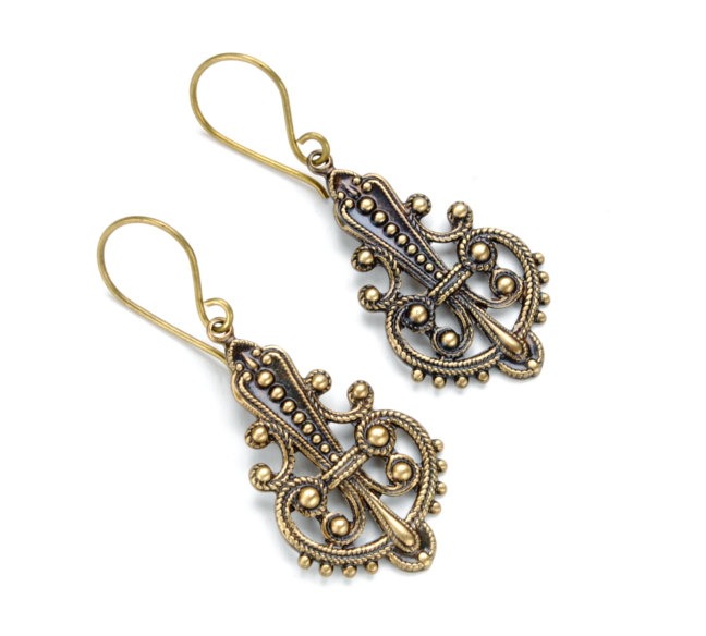 Bohemian Earrings Filigree Earrings Antique Brass Gypsy Earrings Dangle Earrings Boho Jewelry Steam Punk Jewelry by Victorian Curiosities steampunk buy now online