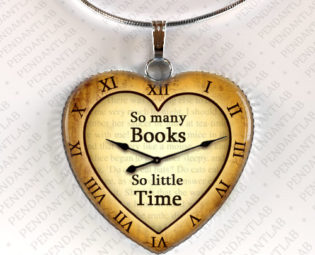 So Many Books So Little Time Pendant, Book Lover Gift, Librarian Gift, Steampunk, Clock Necklace, Heart, Book Quote Necklace, Jewelry steampunk buy now online