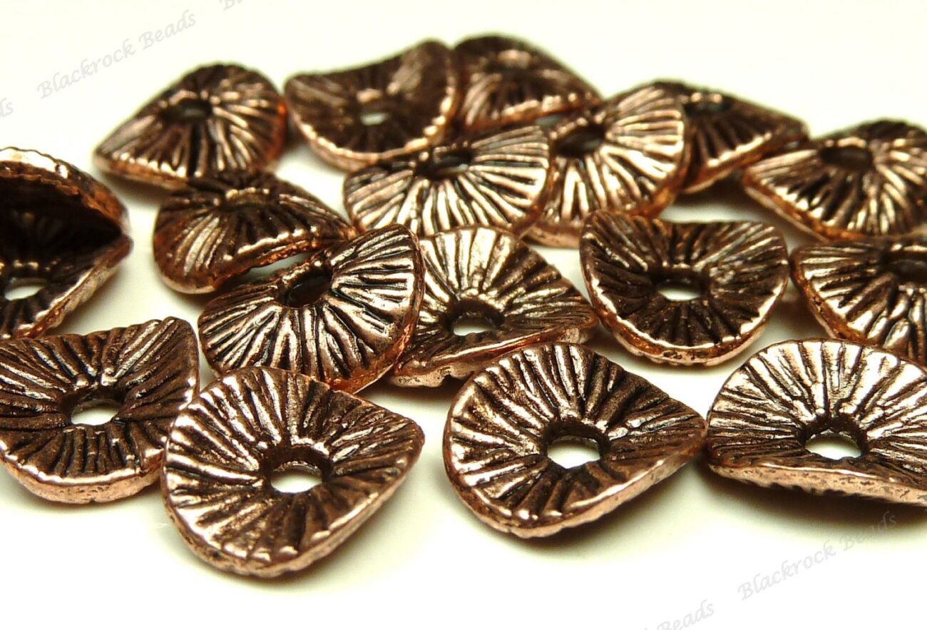 Tibetan Style Copper Red Wavy Metal Spacer Beads - 20pcs - Textured Rondelle Spacers - 9x8mm - BH5 steampunk buy now online