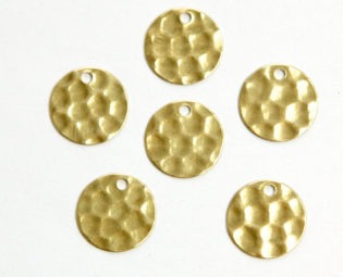 1 Hole Raw Brass Hammered Circle Charms Drops 12mm (10) mtl393A steampunk buy now online