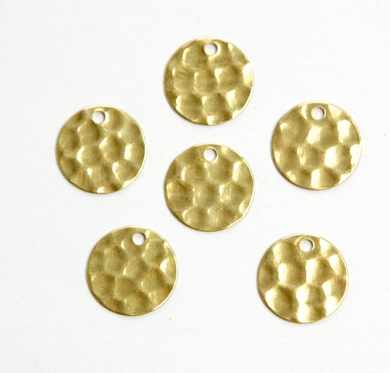 1 Hole Raw Brass Hammered Circle Charms Drops 12mm (10) mtl393A steampunk buy now online