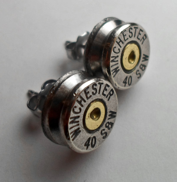 40 Smith & Wesson Winchester Nickel Bullet Head Stud Post Earrings Bullet Jewelry Steampunk steampunk buy now online