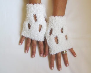 Fingerless gloves ivory gloves cozy gloves eyelash sparkle free shipping steampunk buy now online