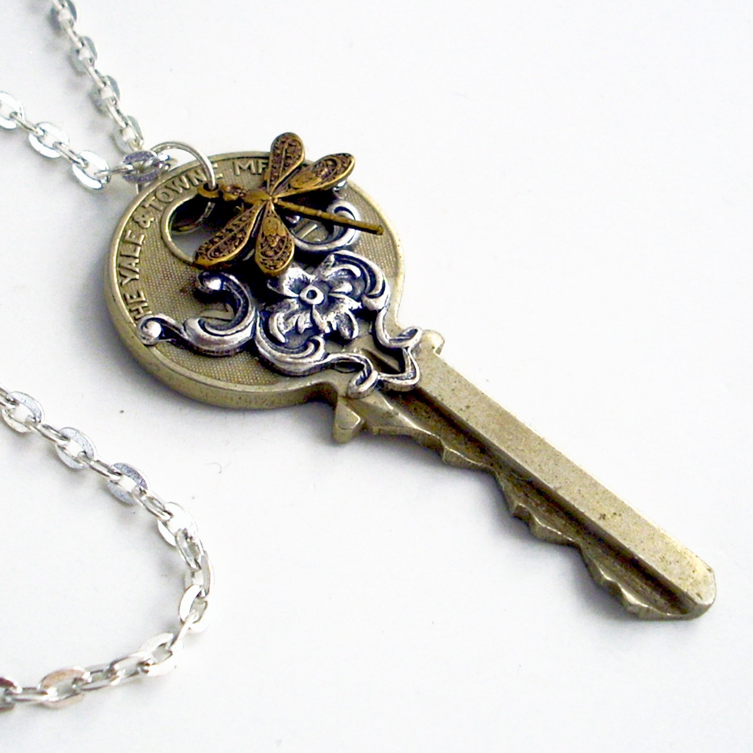 Recycled Dragonfly Key Necklace Dragonfly - Flying Home steampunk buy now online