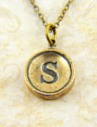 Letter S Typewriter Key Pendant Necklace Charm - Bronze - Other Letters Available steampunk buy now online