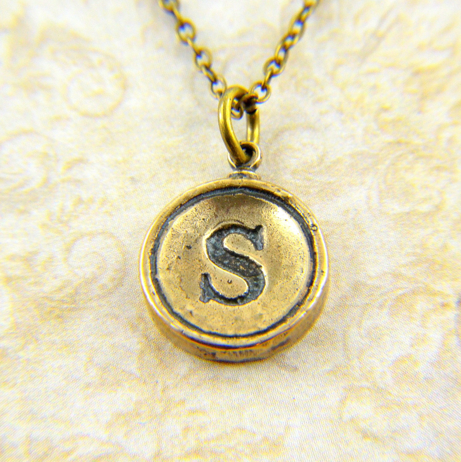 Letter S Typewriter Key Pendant Necklace Charm - Bronze - Other Letters Available steampunk buy now online