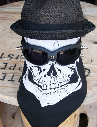 2 pc SKULL FACE SCARF Steampunk Riding Mask with Matching Goggles w/Spikes - A Burning Man Must Have steampunk buy now online