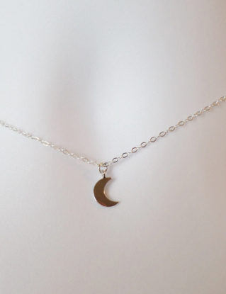 Tiny Flat Silver Moon Necklace - Silver Moon Necklace - Crescent Moon Necklace - Sterling Silver Moon Necklace - Sterling Silver Necklace steampunk buy now online