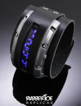 Fully Functioning Sci-fi Steampunk Watch - Black and silver with linear blue LED watch. steampunk buy now online